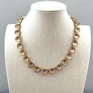 Stella & Dot Gold-Tone Crystal Cut Round Stone Statement Necklace 16" - 18"